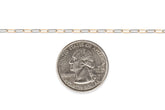 Two-tone gold-filled + sterling silver chain  on a white background next to a U.S. quarter dollar coin for scale